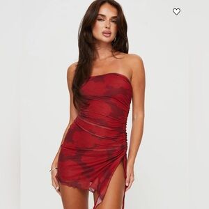 NWOT Princess Polly Donelli Mini Dress Burgundy / Red Floral Size 8